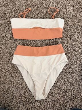 Lovers + Friends Peach Bandeau Bikini Top